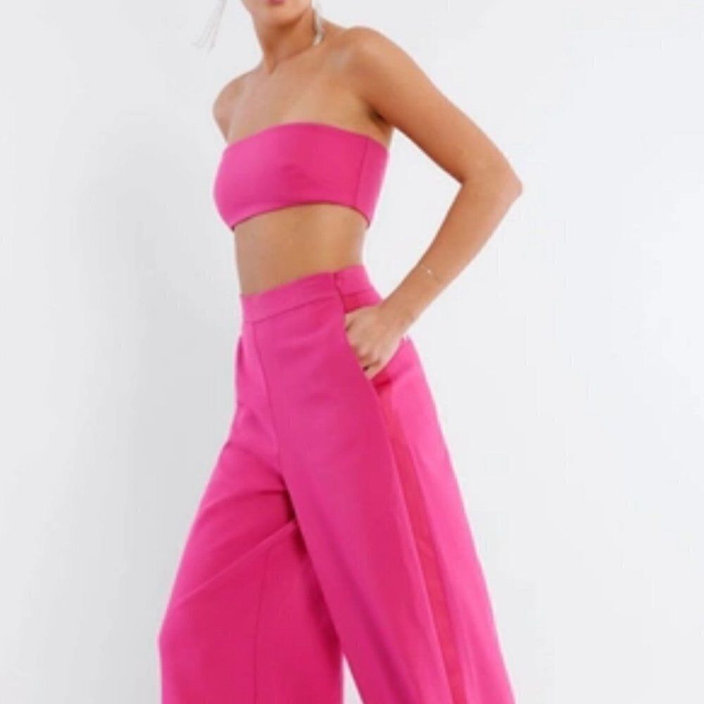 Bundle 2 BCBG Maeve Reilly Pink Bandeau NWT Zara Yellow Crop Top Womens 8 Medium